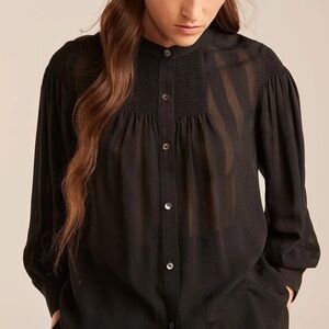 Rebecca Taylor Black Silk Jacquard Poesie Blouse